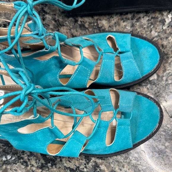 Public Desire Turquoise Lace-Up Sandals NWT 8.5 - Picture 3 of 10